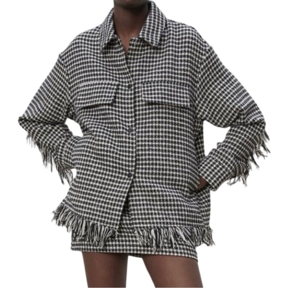 Zara Jackets & Blazers - Zara Black and White Houndstooth Blazer